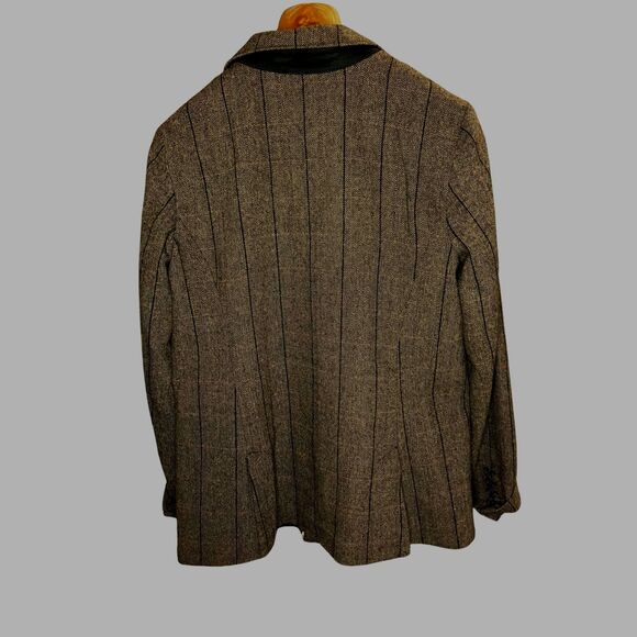 Eddie Bauer Women's Wool Blazer Herringbone Pinstripe Brown 16 - Picture 6 of 7